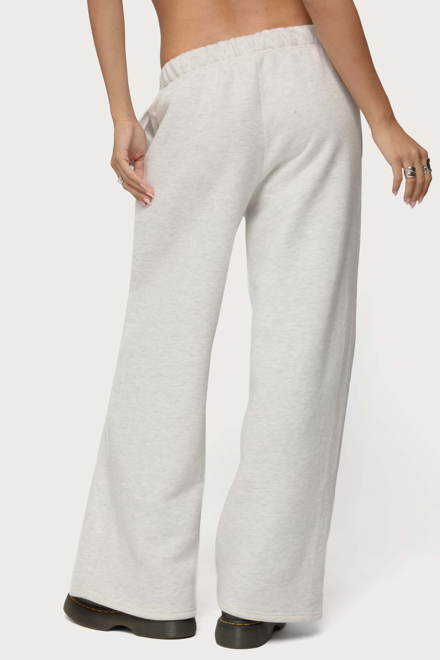 Basic Girl Wide Leg Edikted Sweatpants - LIGHT-GRAY-MELANGE
