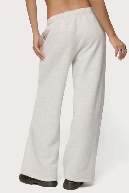 Basic Girl Wide Leg Edikted Sweatpants - LIGHT-GRAY-MELANGE