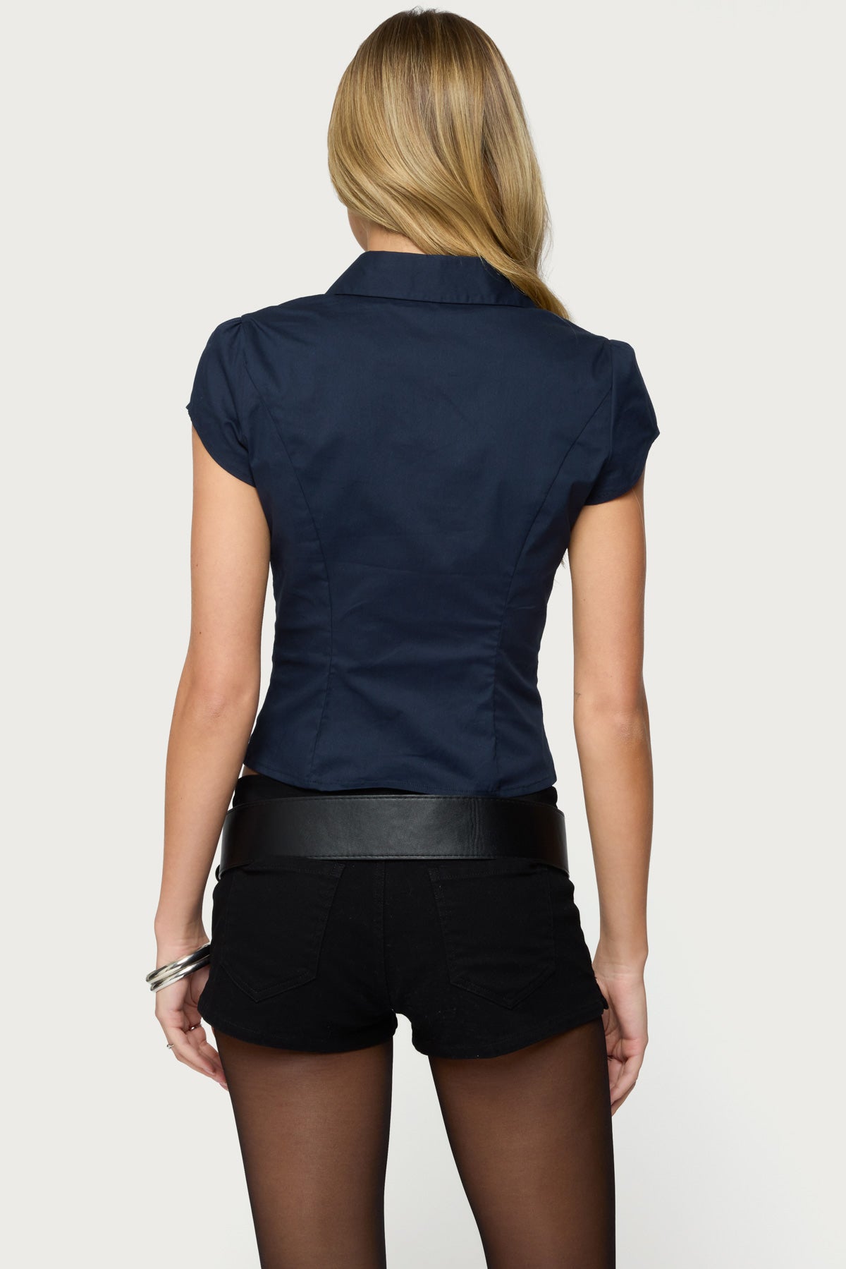 Massie Tailored Button Up Shirt - NAVY