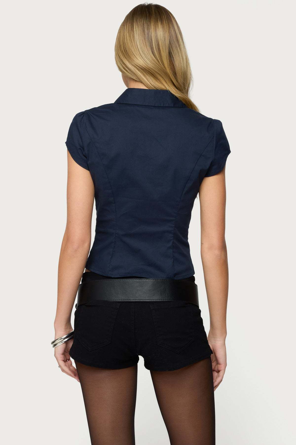 Massie Tailored Button Up Shirt - NAVY