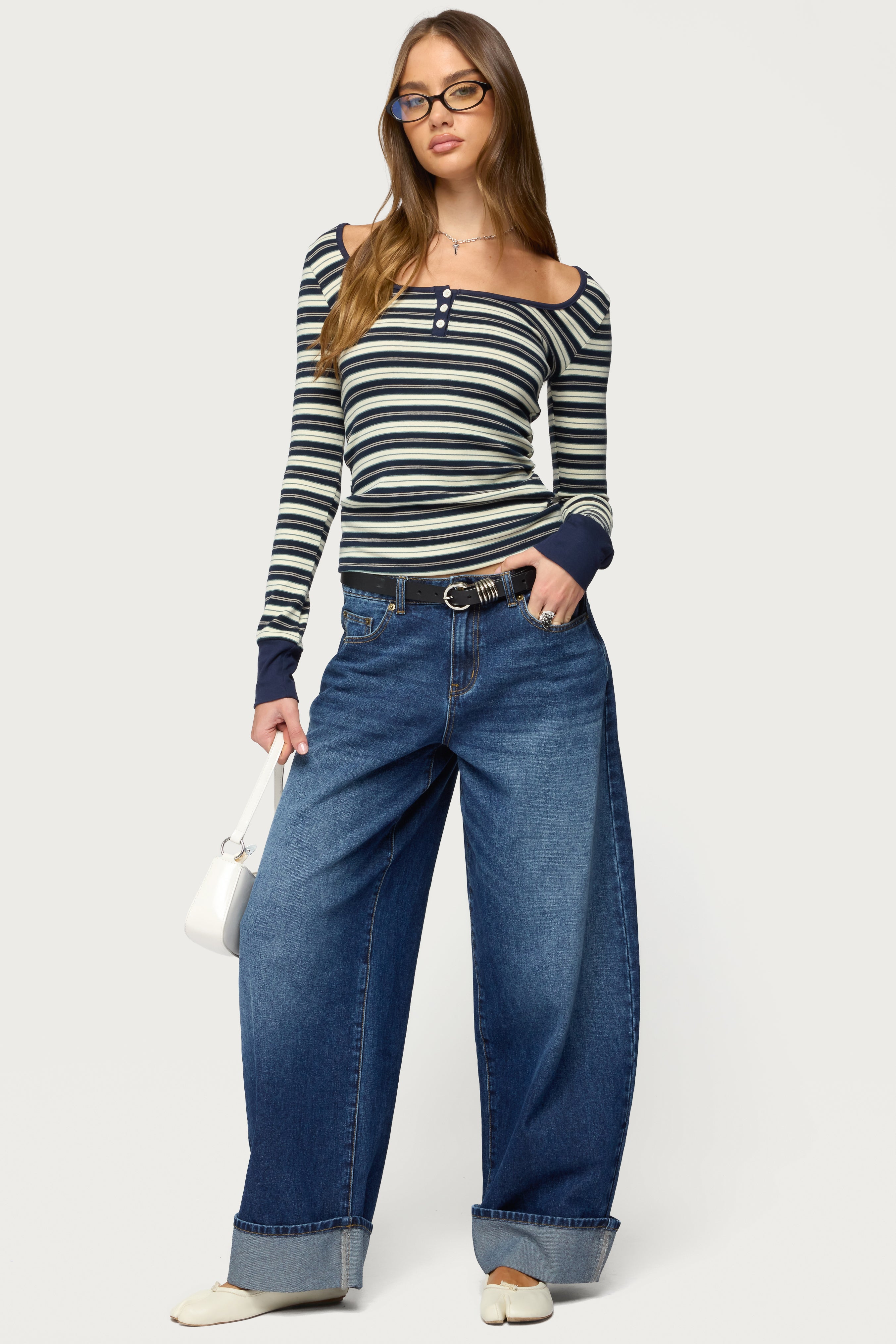 Kella Low Rise Baggy Jeans - DARK-BLUE-WASHED