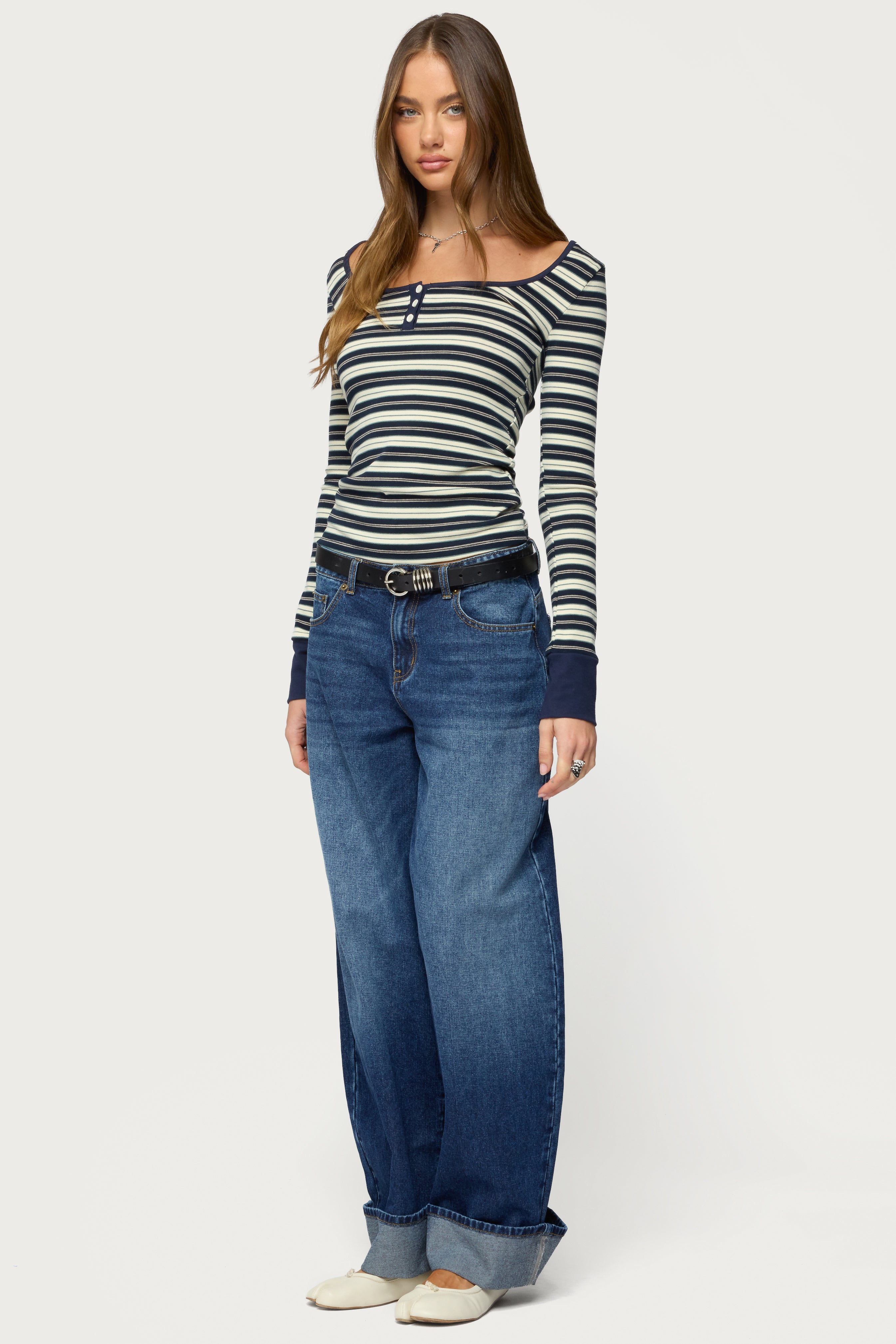 Kella Low Rise Baggy Jeans - DARK-BLUE-WASHED