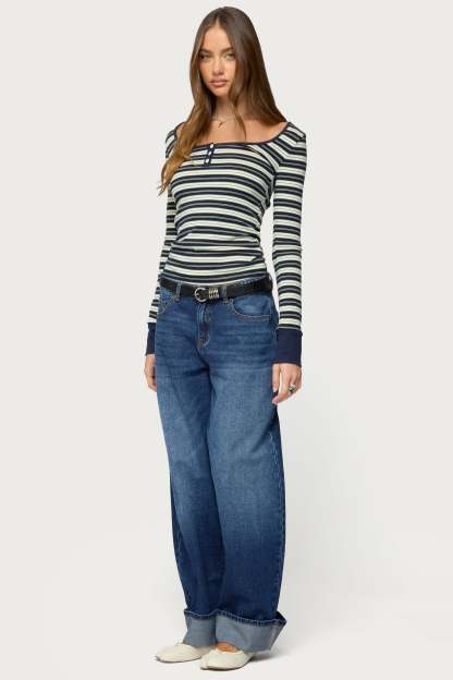 Kella Low Rise Baggy Jeans - DARK-BLUE-WASHED