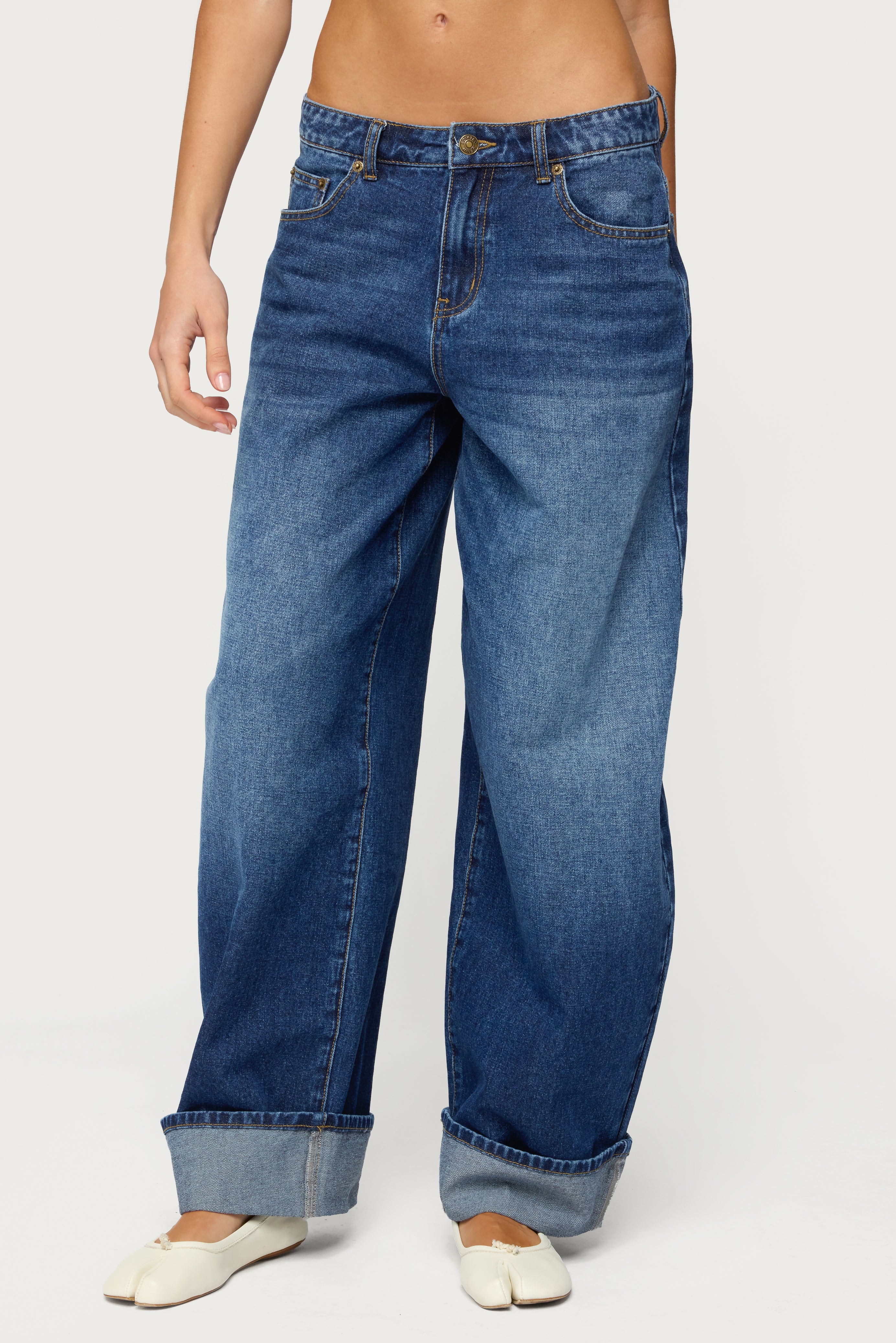 Kella Low Rise Baggy Jeans - DARK-BLUE-WASHED