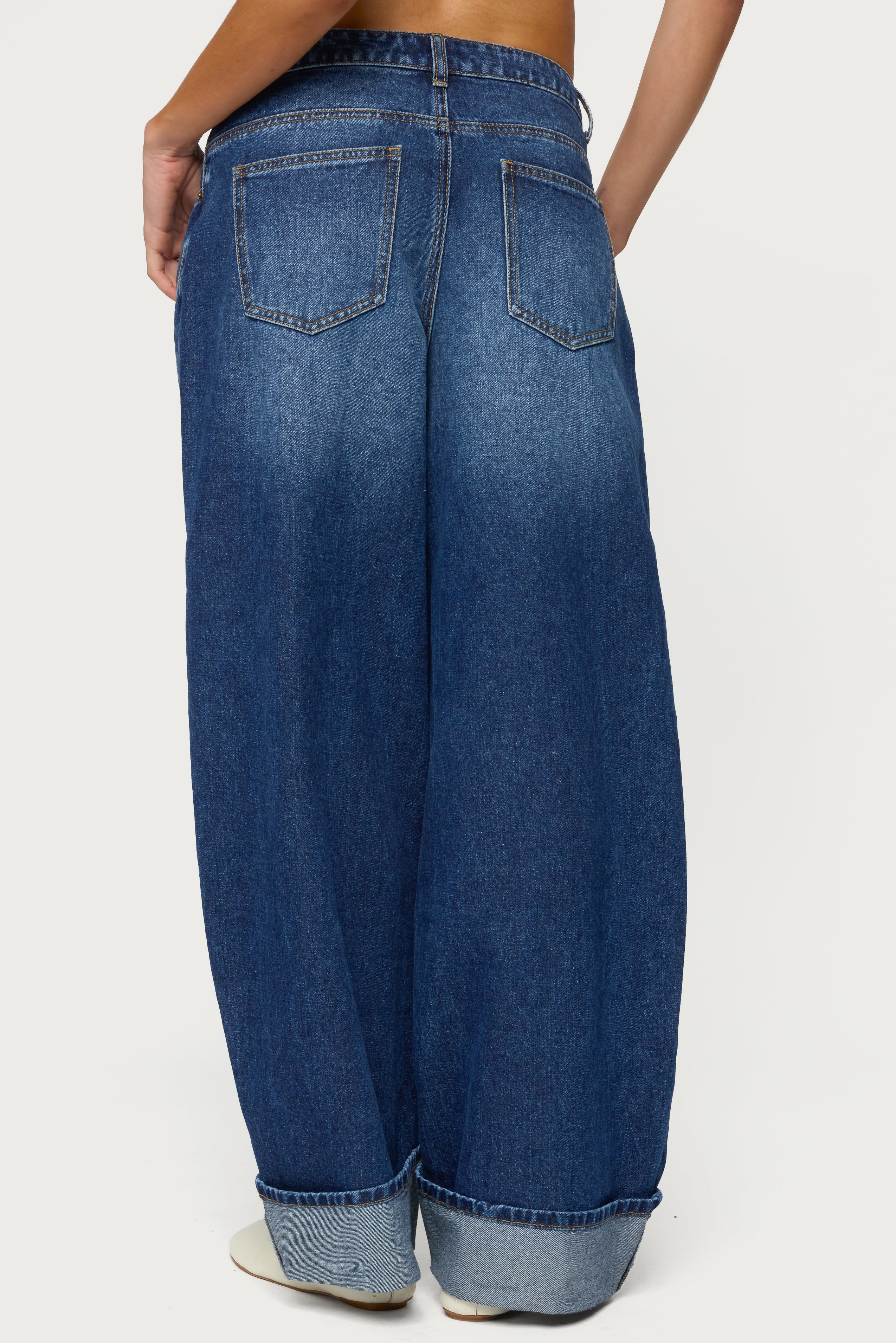 Kella Low Rise Baggy Jeans - DARK-BLUE-WASHED