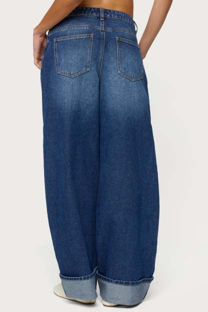 Kella Low Rise Baggy Jeans - DARK-BLUE-WASHED