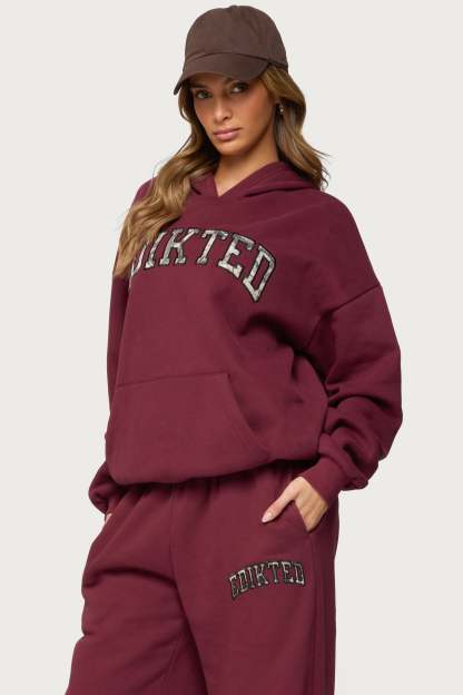 Edikted Crush Oversized Hoodie - BURGUNDY