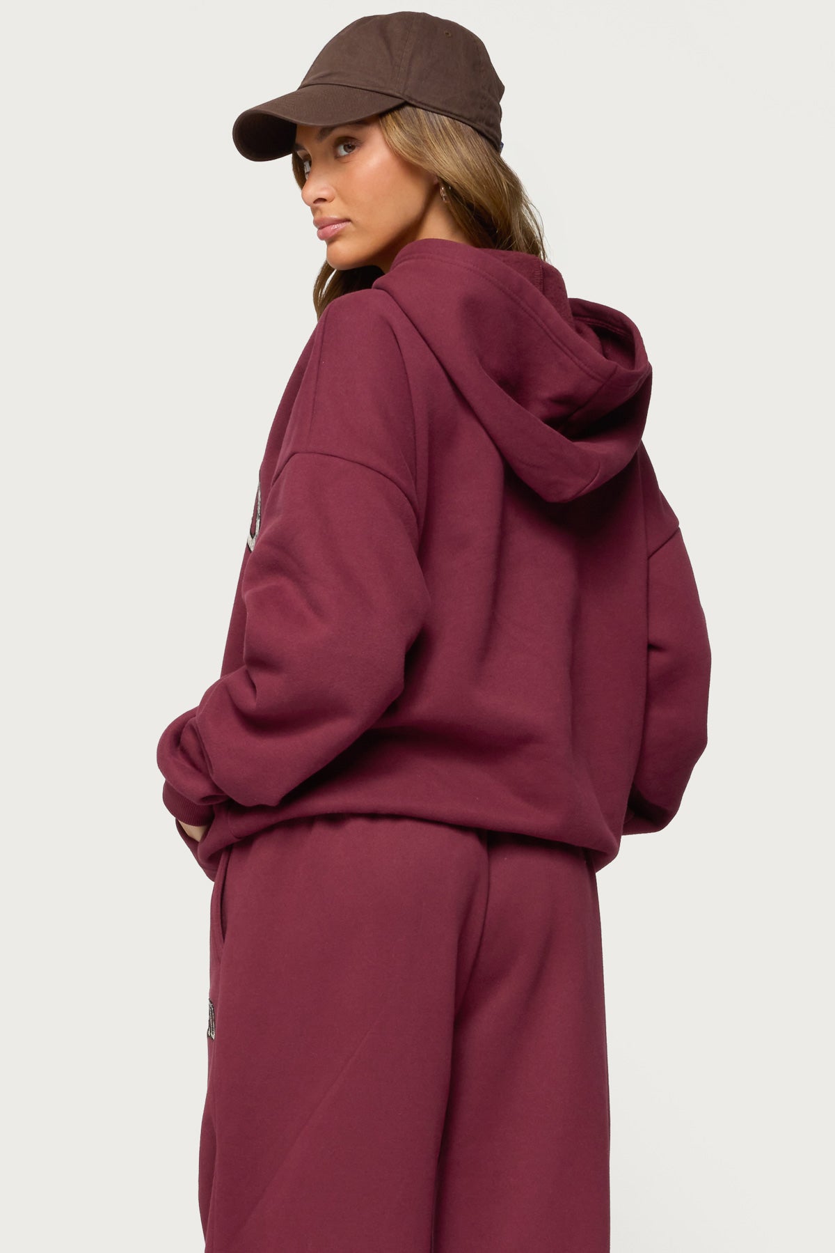 Edikted Crush Oversized Hoodie - BURGUNDY