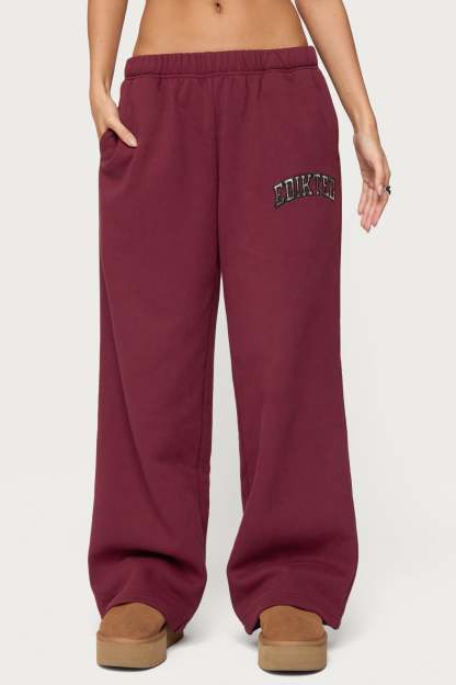 Edikted Crush Sweatpants - BURGUNDY