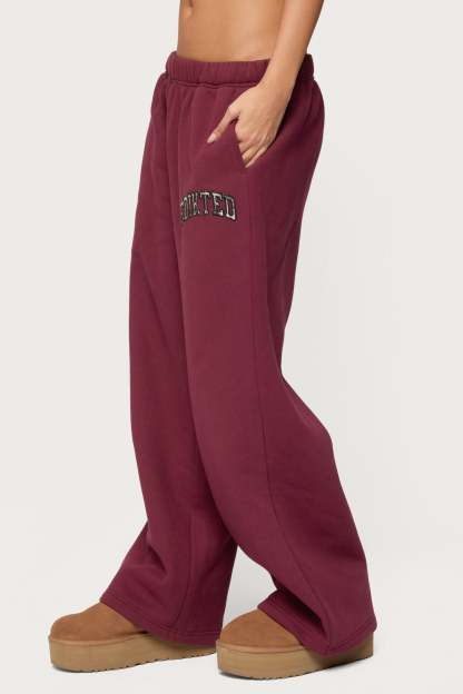 Edikted Crush Sweatpants - BURGUNDY