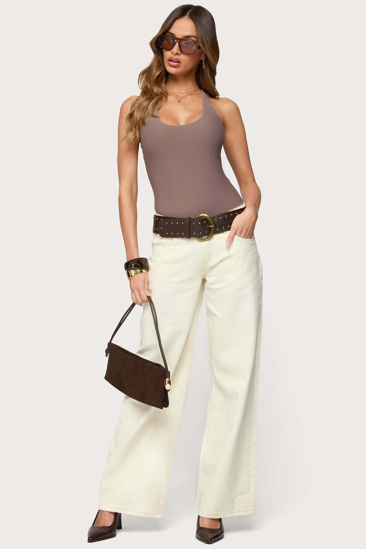 Roman Low Rise Baggy Jeans - CREAM