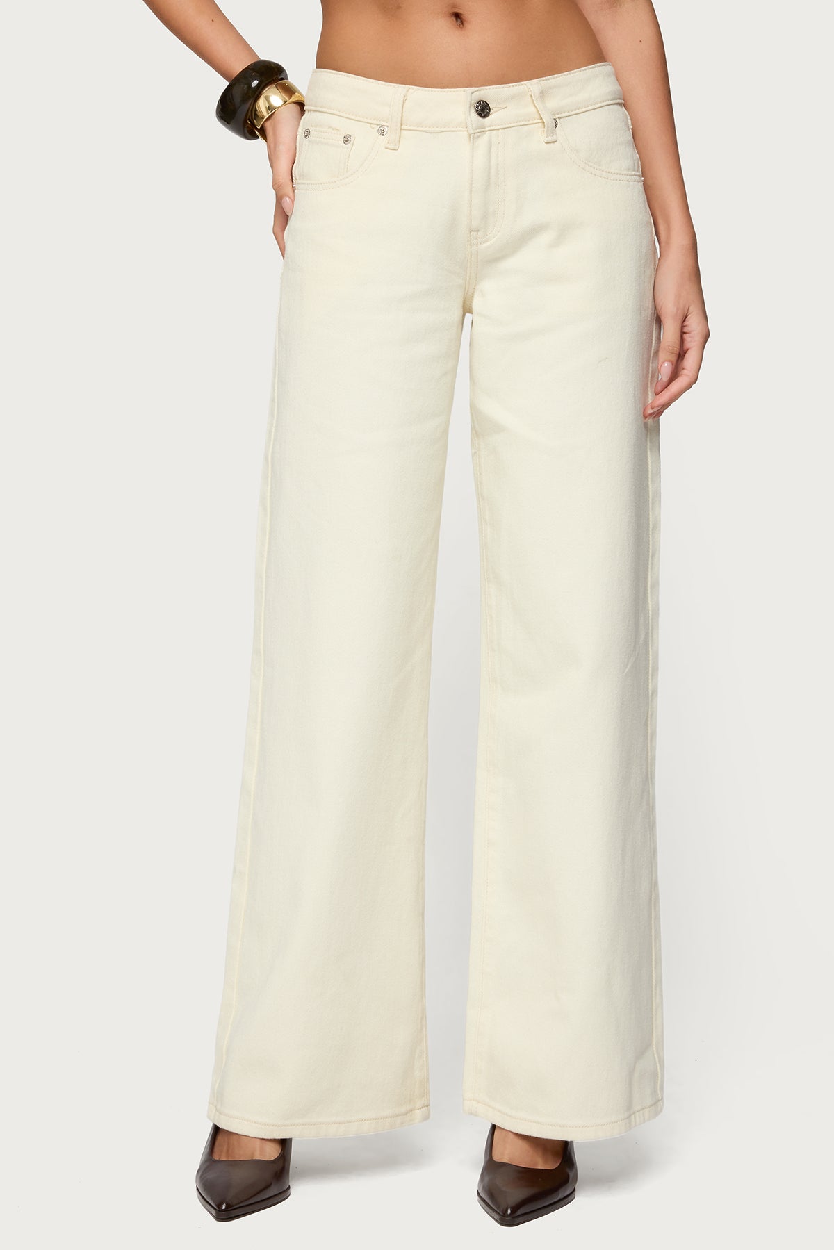 Roman Low Rise Baggy Jeans - CREAM