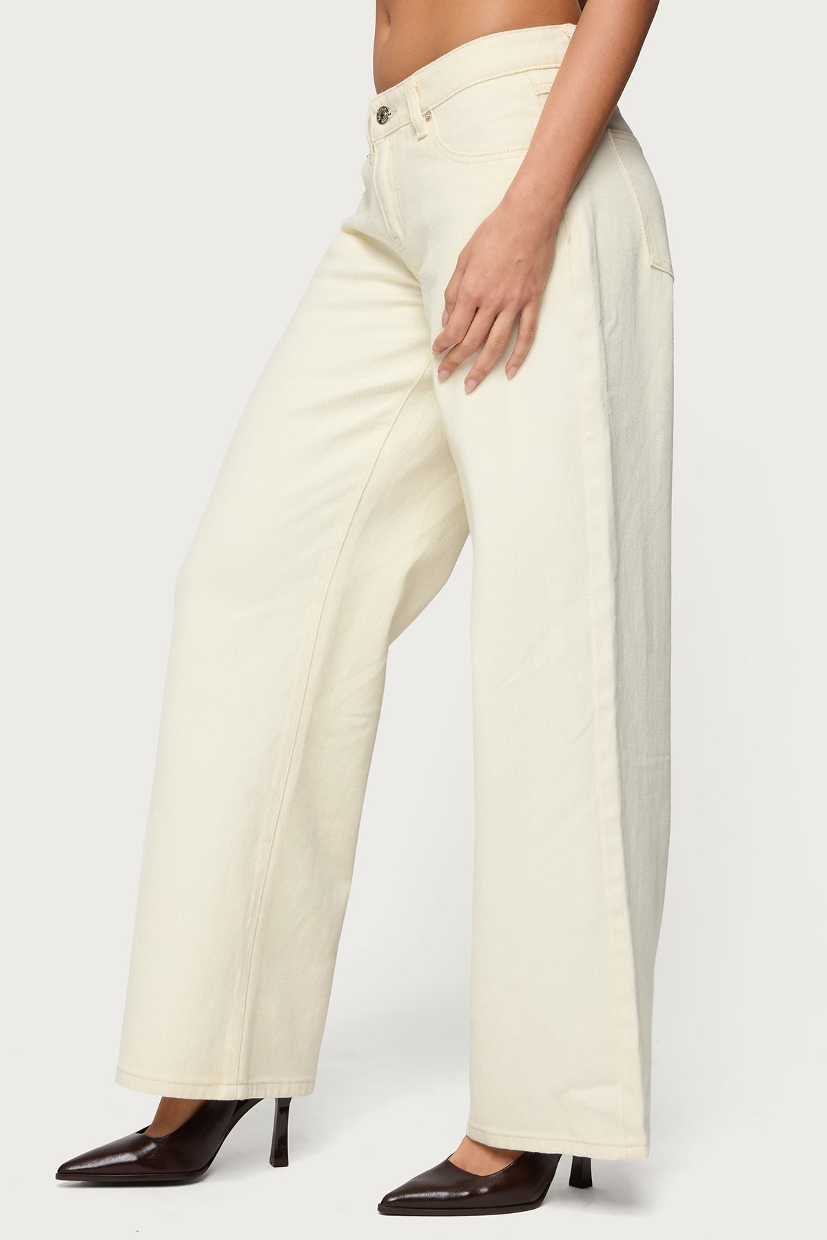Roman Low Rise Baggy Jeans - CREAM