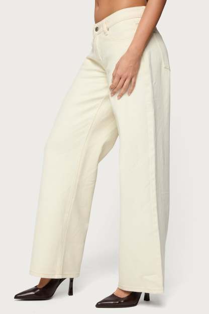 Roman Low Rise Baggy Jeans - CREAM