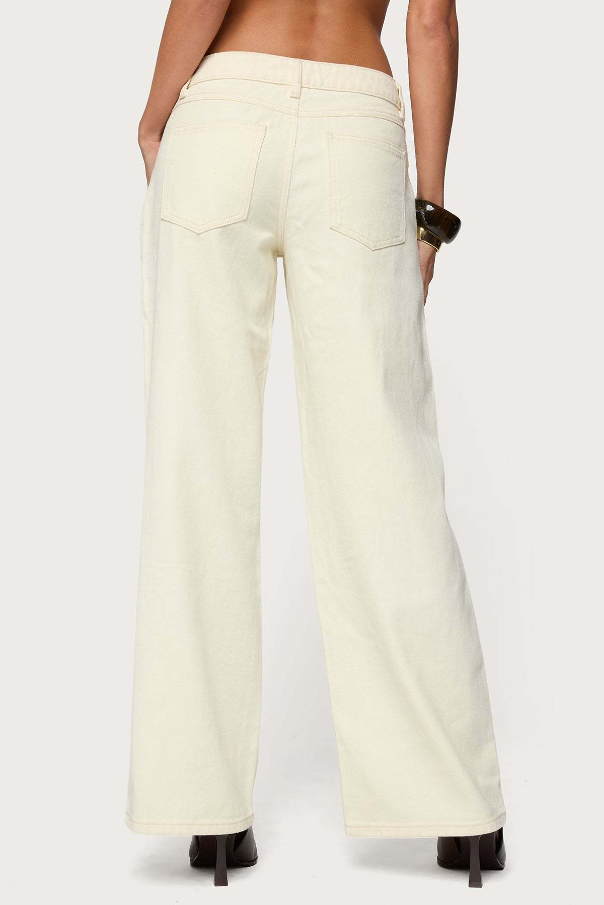 Roman Low Rise Baggy Jeans - CREAM