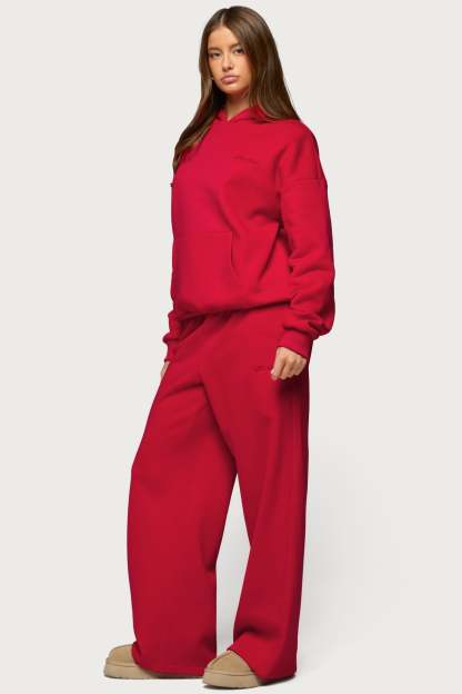 Basic Girl Wide Leg Edikted Sweatpants - RED