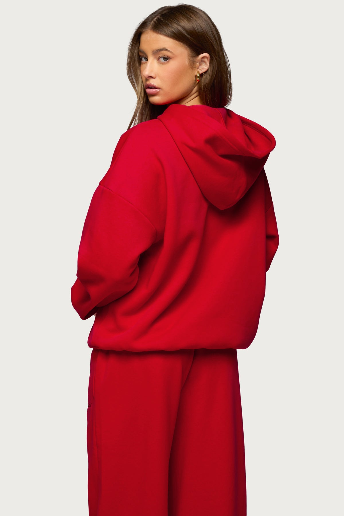 Basic Girl Oversized Edikted Hoodie - RED