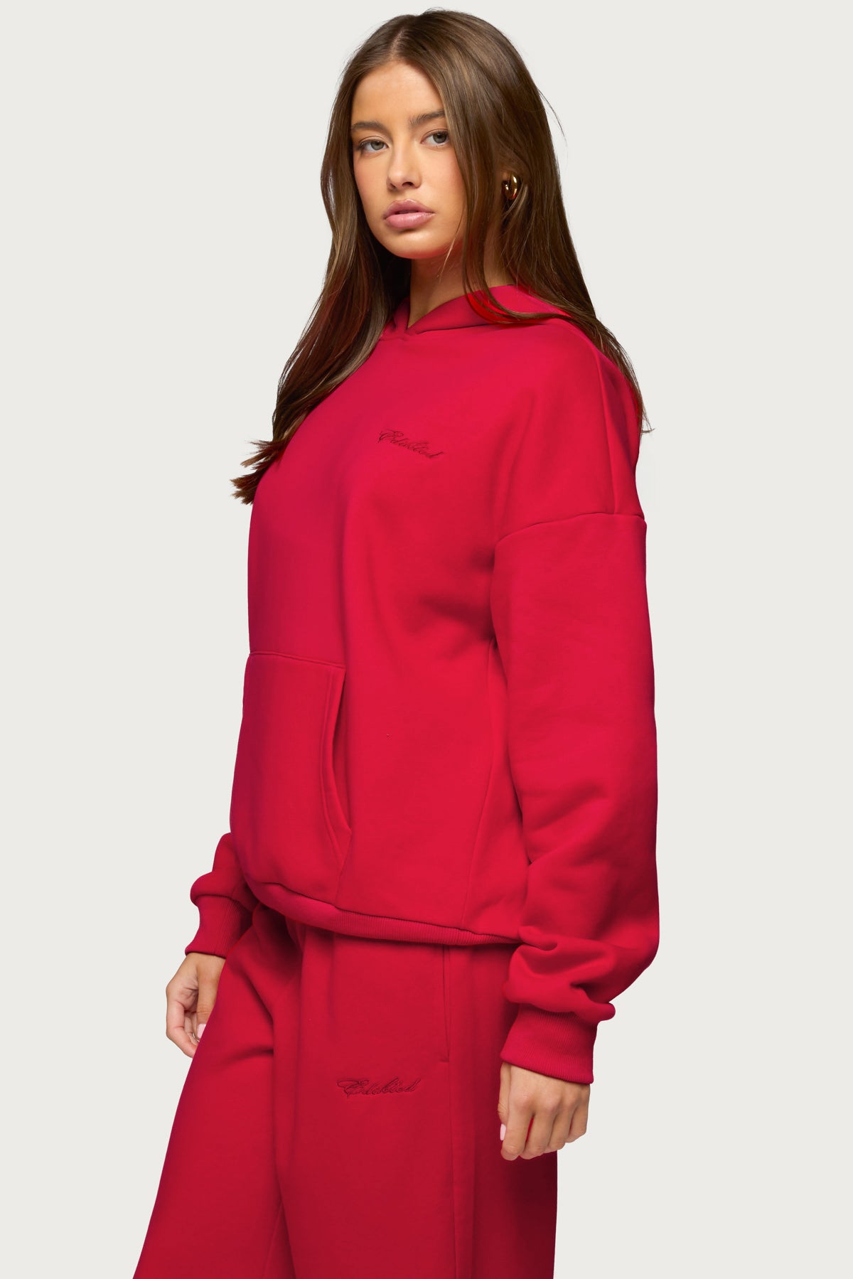 Basic Girl Oversized Edikted Hoodie - RED