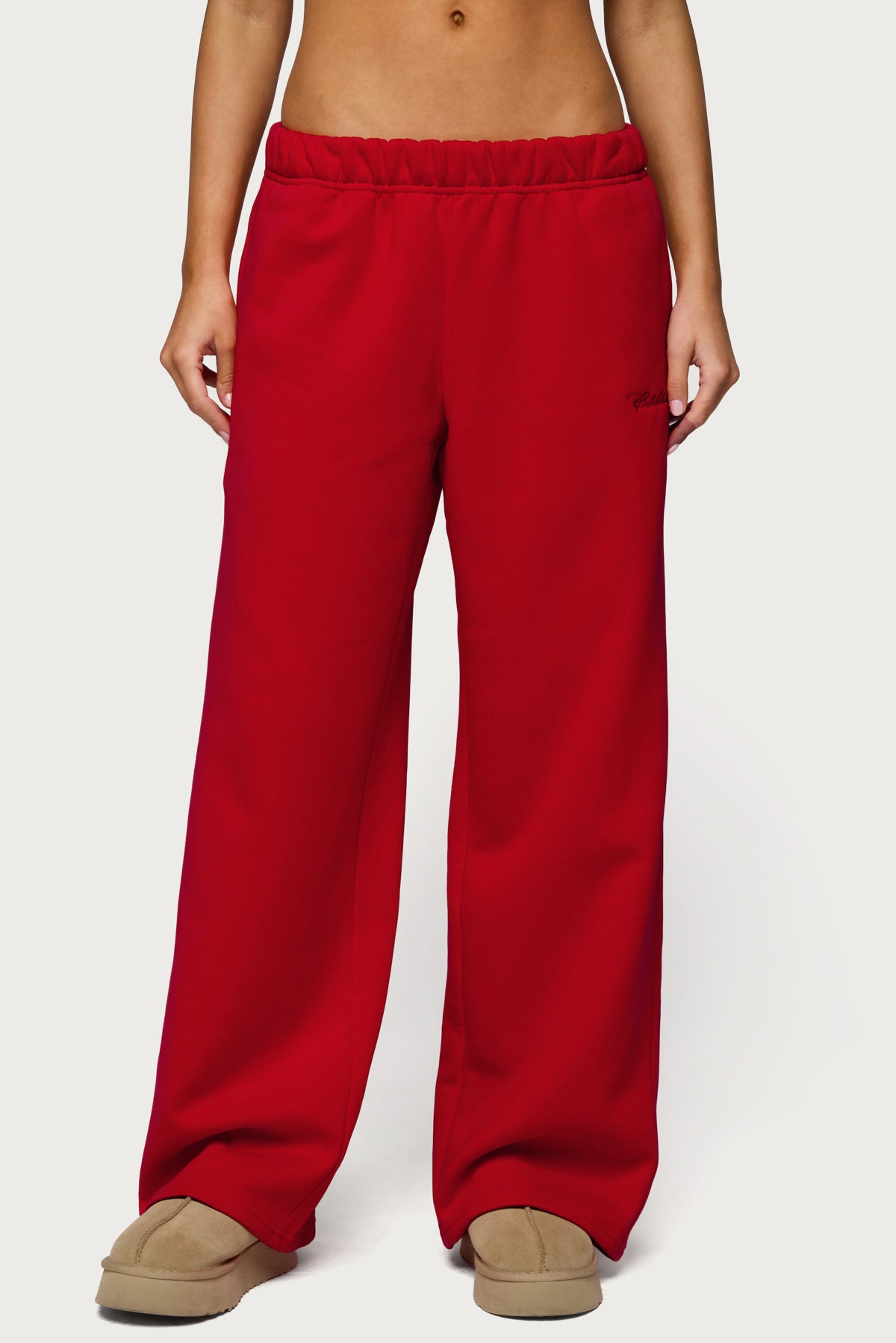 Basic Girl Wide Leg Edikted Sweatpants - RED