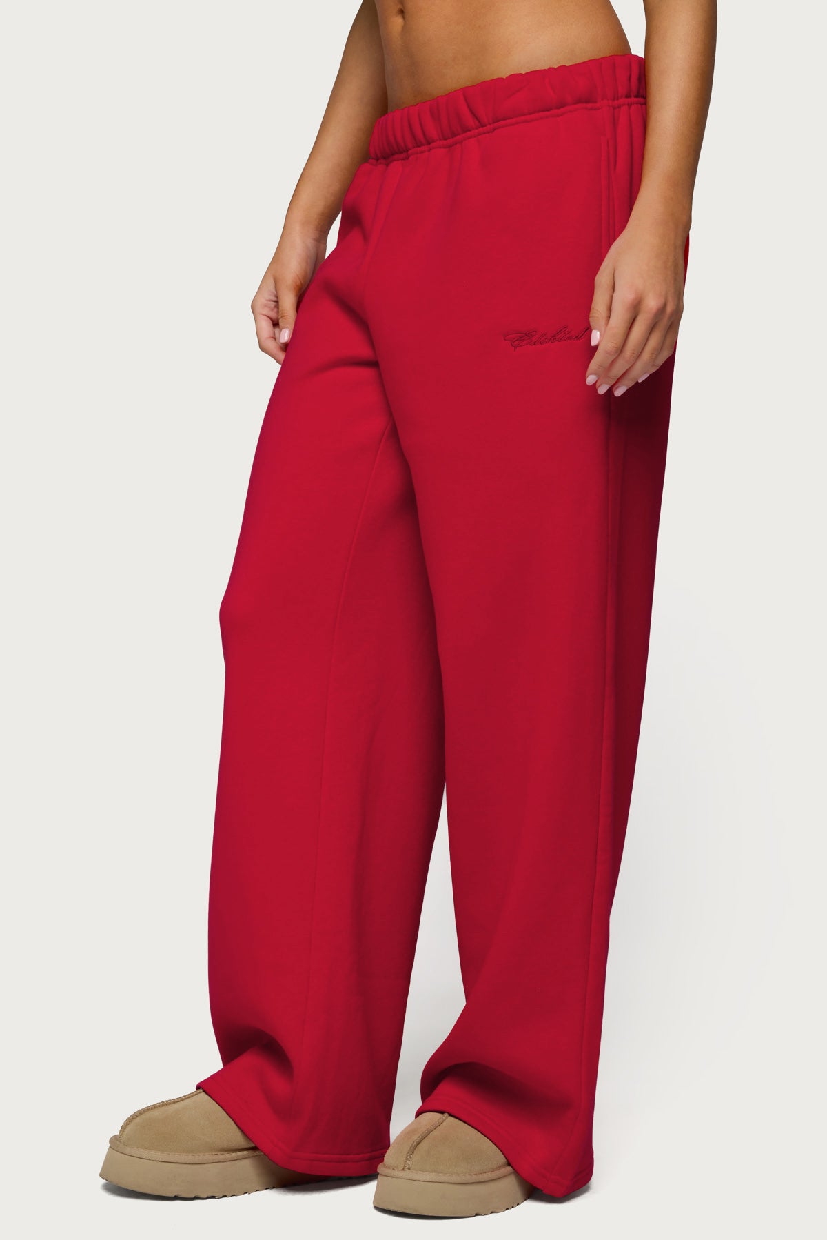Basic Girl Wide Leg Edikted Sweatpants - RED