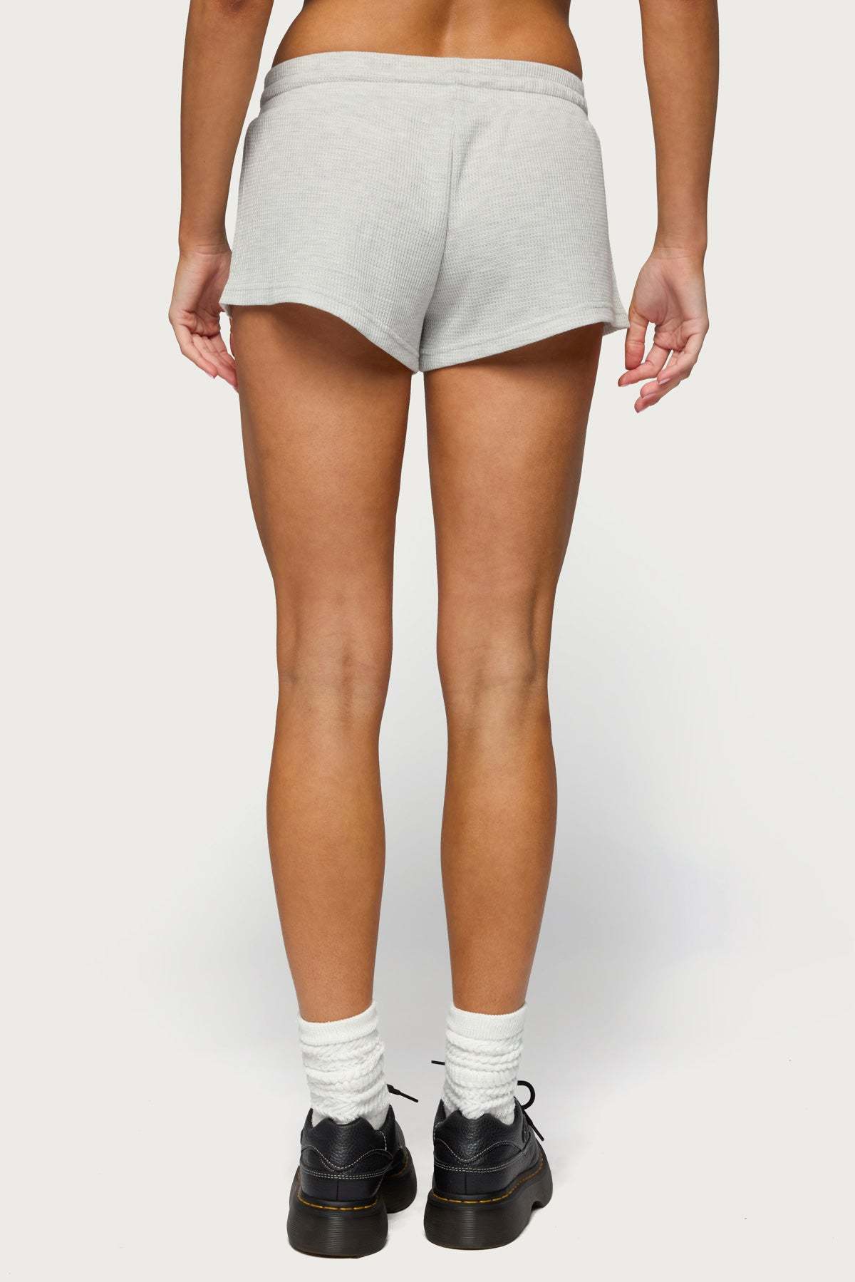 Baila Waffle Shorts - LIGHT-GRAY-MELANGE