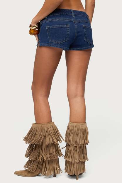 Jagger Low Rise Denim Shorts - DARK-BLUE-WASHED