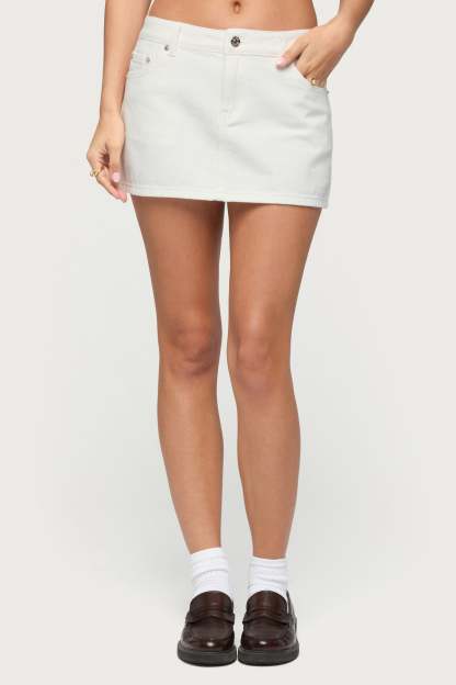 Spencer Low Rise Denim Micro Skirt - WHITE