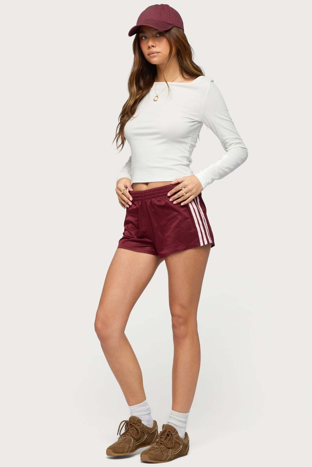 Nikki Nylon Shorts - WINE