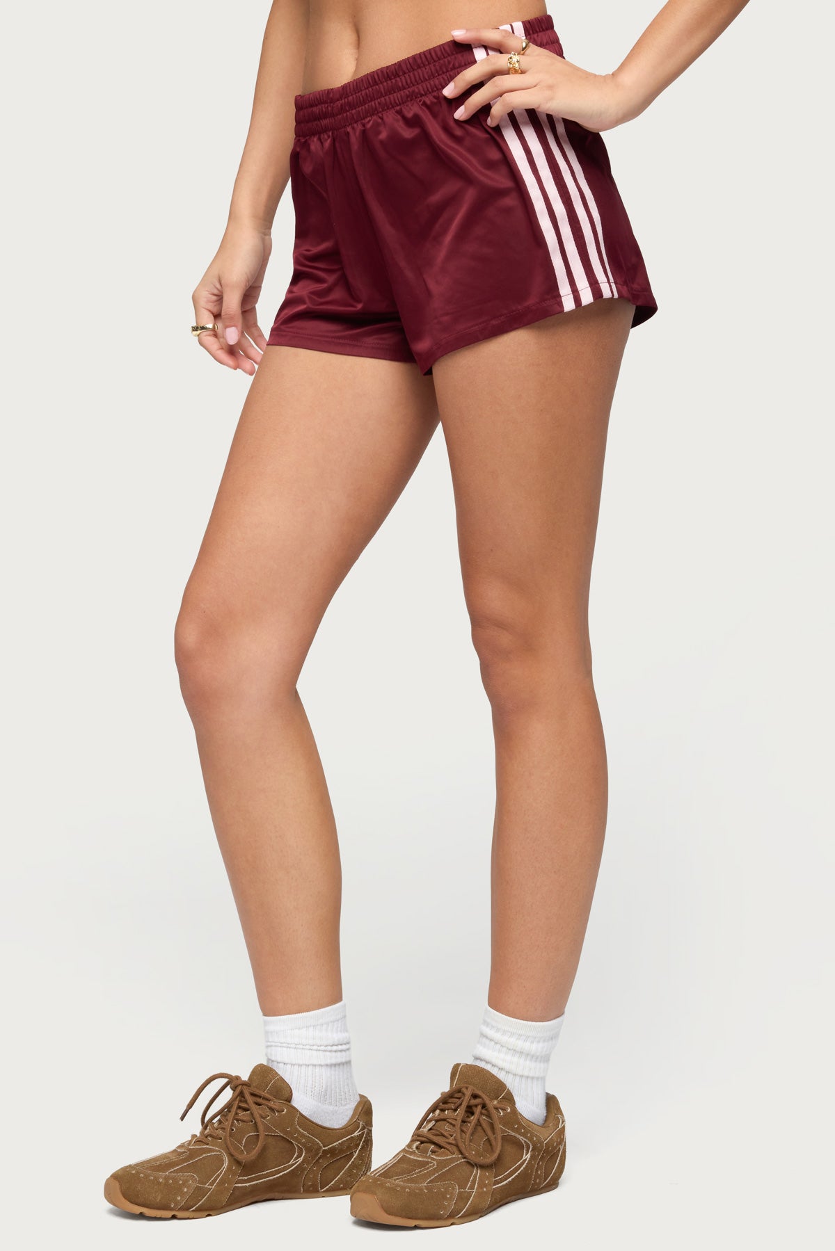 Nikki Nylon Shorts - WINE