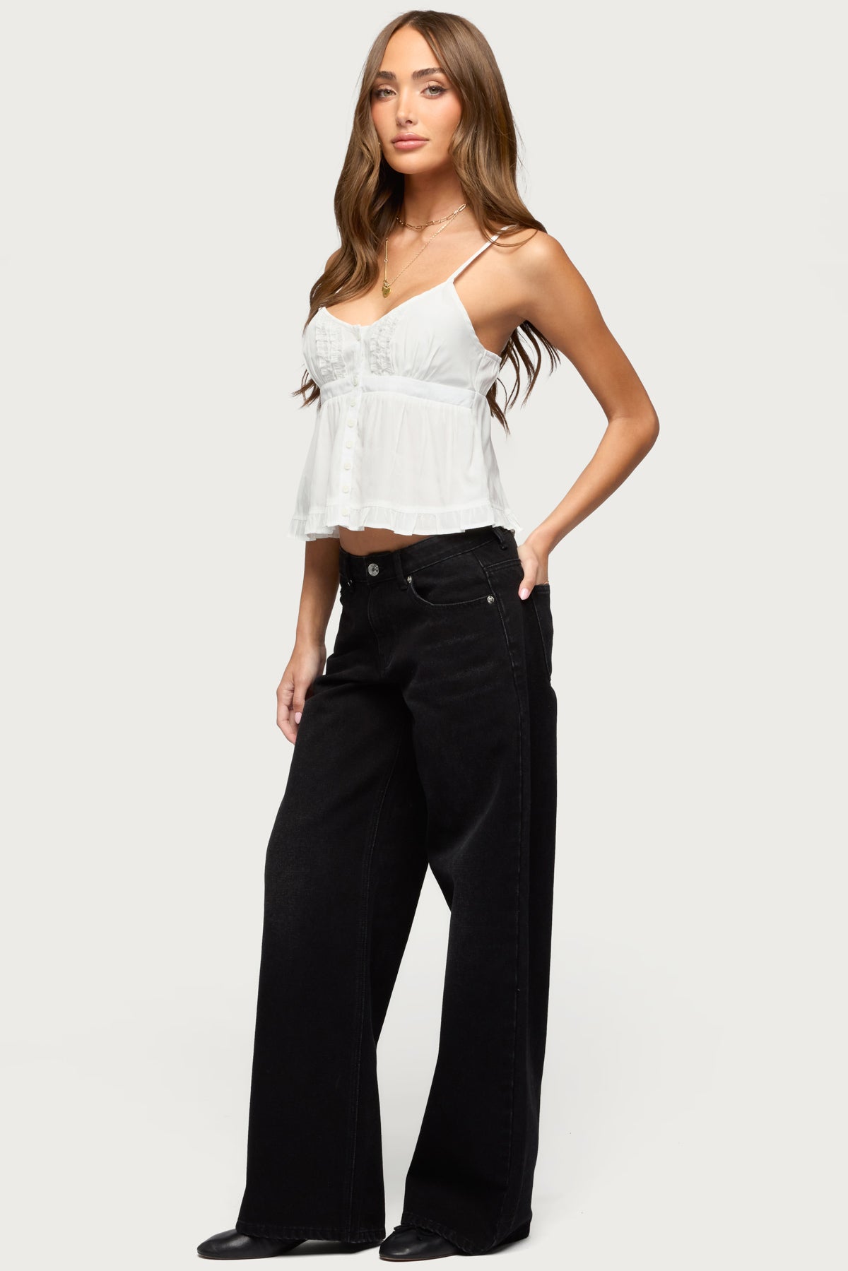 Raelynn Washed Low Rise Baggy Jeans - DENIM-BLACK