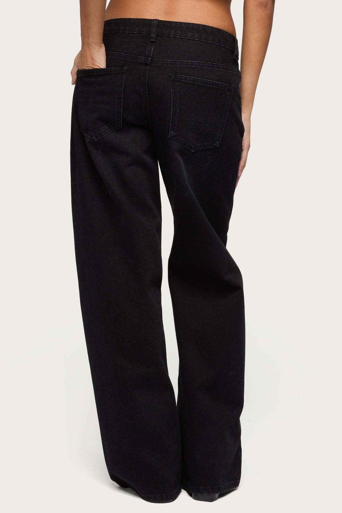 Raelynn Washed Low Rise Baggy Jeans - DENIM-BLACK