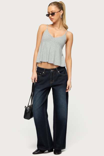 Petite Raelynn Washed Low Rise Baggy Jeans - DARK-BLUE-WASHED