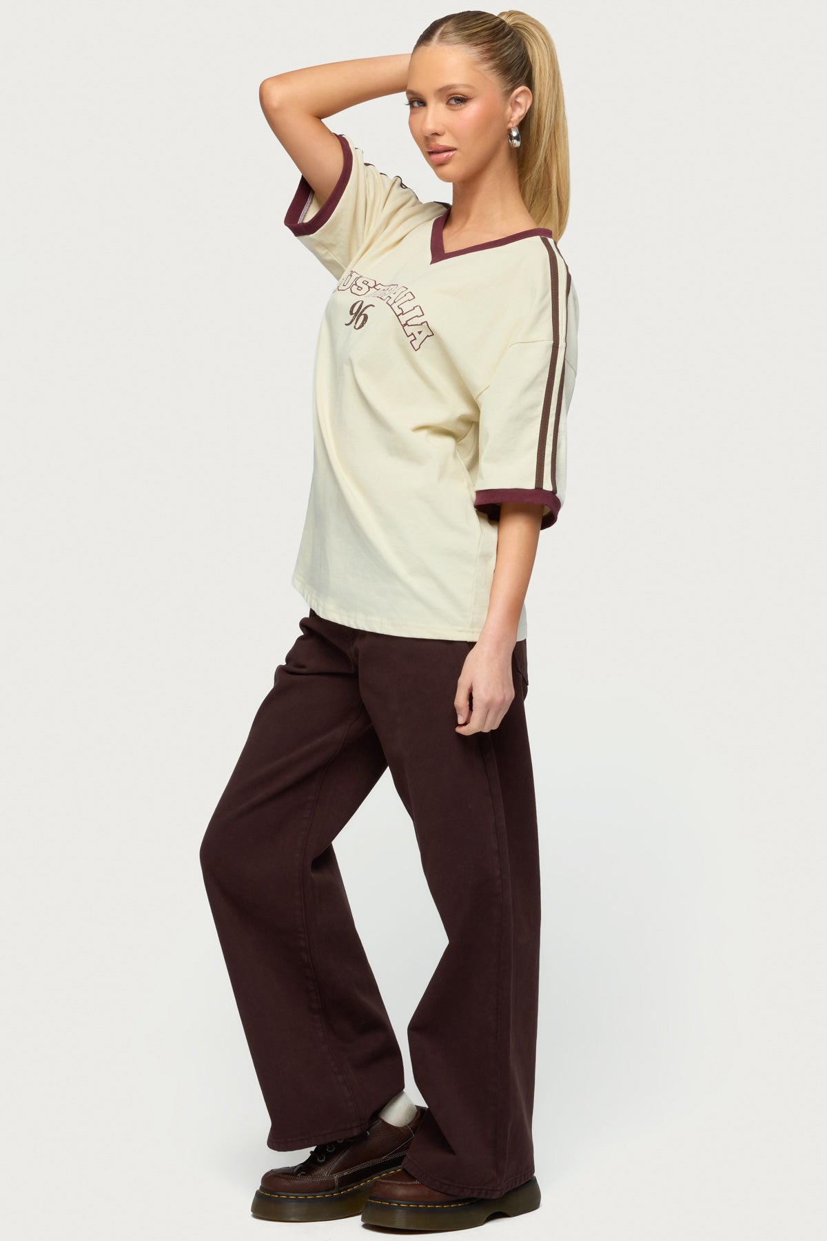 Petite Roman Low Rise Baggy Jeans - BROWN