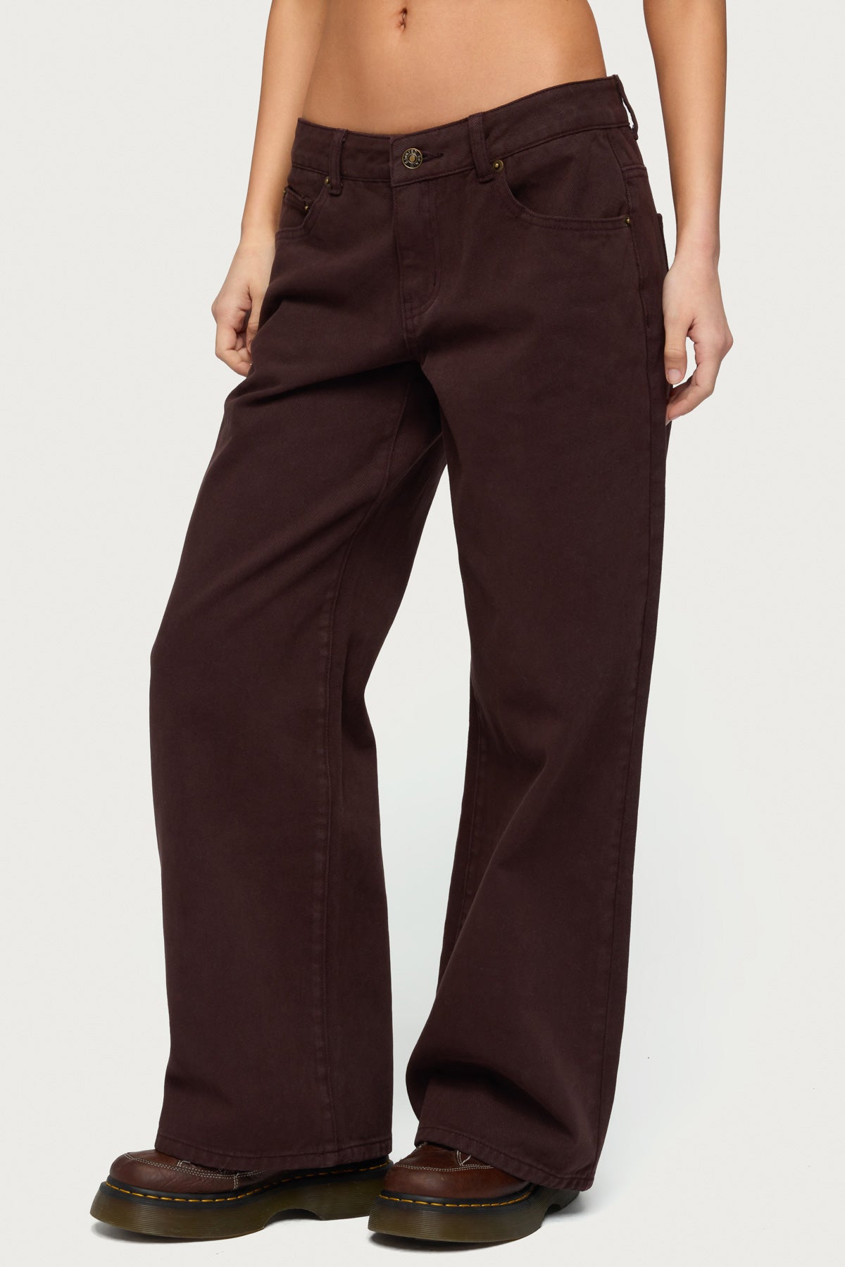 Petite Roman Low Rise Baggy Jeans - BROWN