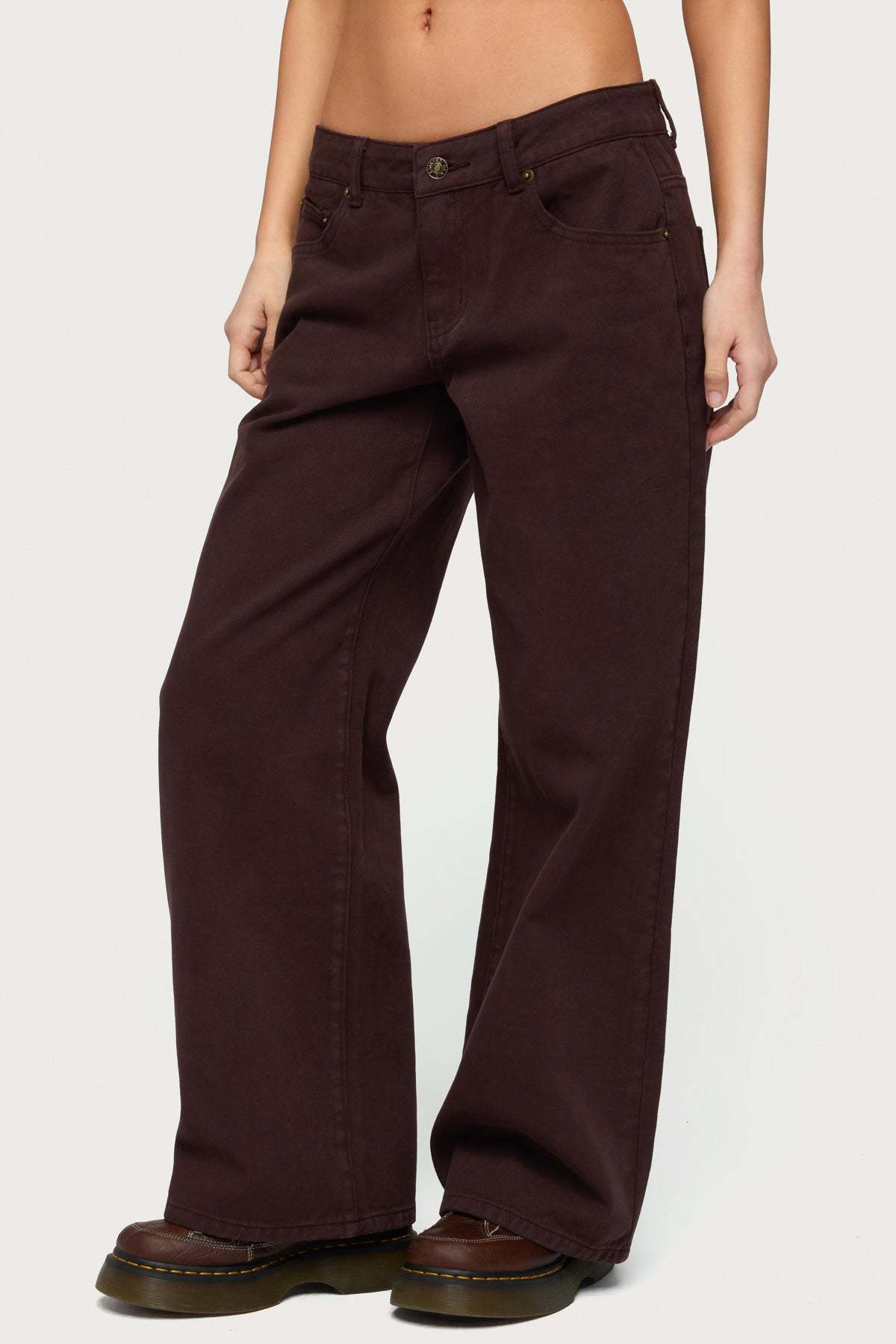 Petite Roman Low Rise Baggy Jeans - BROWN
