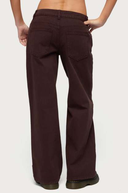 Petite Roman Low Rise Baggy Jeans - BROWN