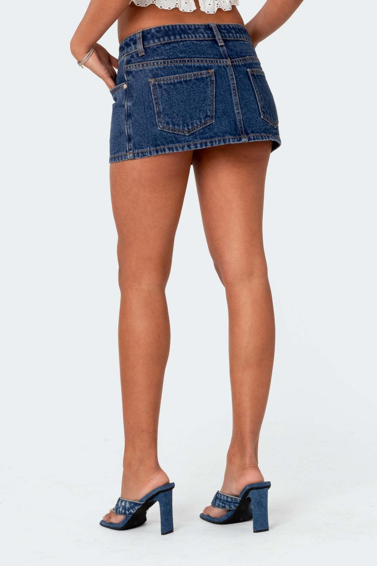 Spencer Low Rise Denim Micro Skirt - BLUE