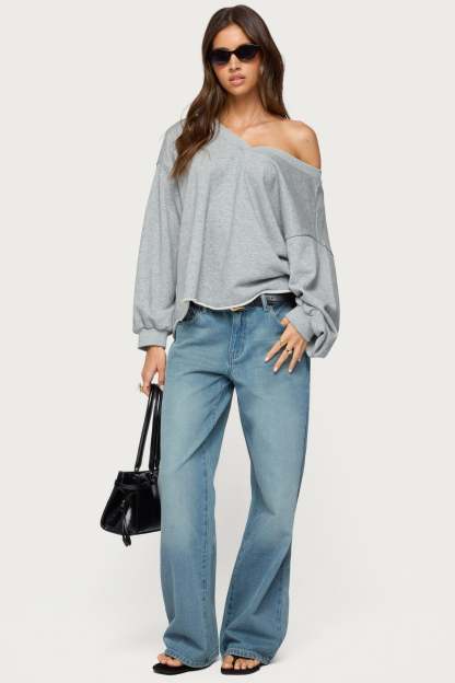 Raelynn Washed Low Rise Baggy Jeans - TINTED DENIM