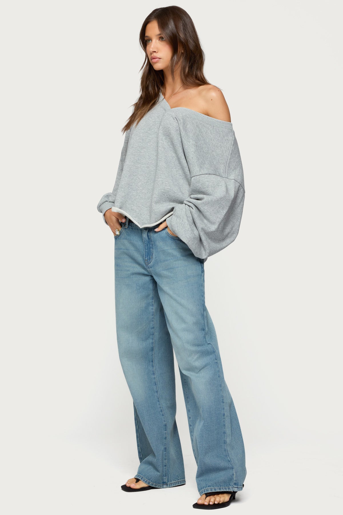 Raelynn Washed Low Rise Baggy Jeans - TINTED DENIM