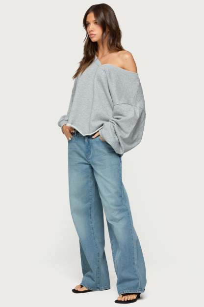 Raelynn Washed Low Rise Baggy Jeans - TINTED DENIM