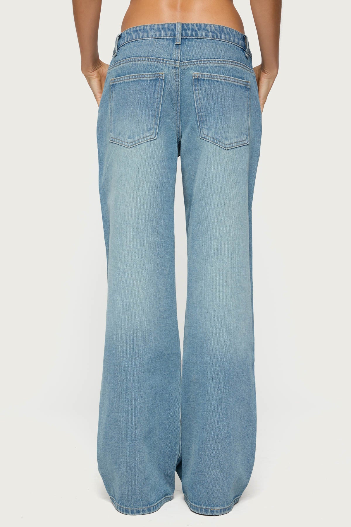 Raelynn Washed Low Rise Baggy Jeans - TINTED DENIM