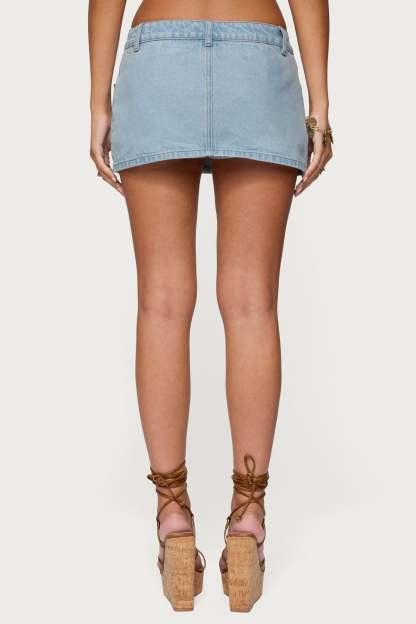 Camelia Denim Mini Skort - LIGHT BLUE