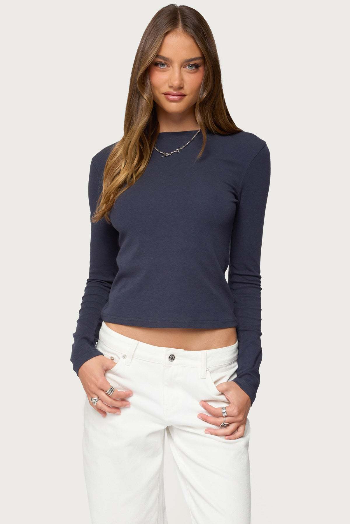 Kiyan Long Sleeve T Shirt - NAVY