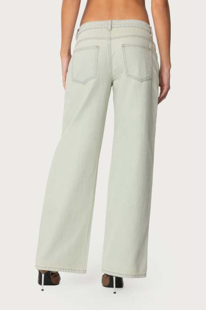 Raelynn Washed Low Rise Baggy Jeans - BLUE VINTAGE WASHED