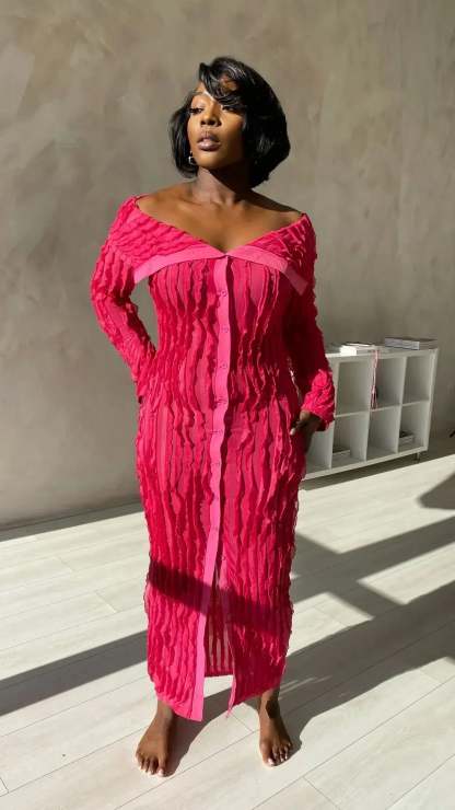 Women's Cocktail Off Shoulder Long Sleeve Midi Dress - product image 4
