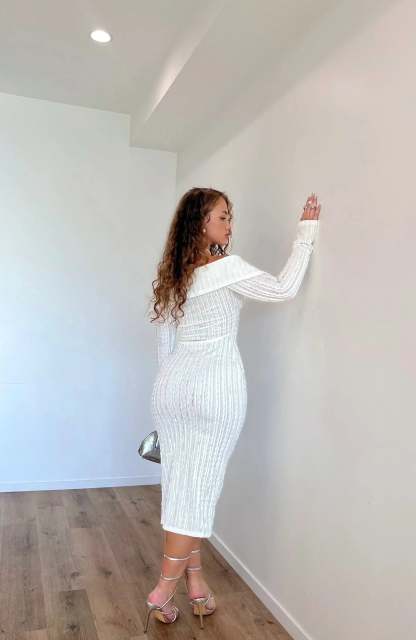Women's Cocktail Off Shoulder Long Sleeve Midi Dress - product image 1