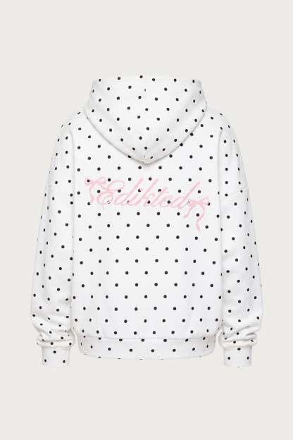 Chelsie Polka Dot Hoodie - WHITE