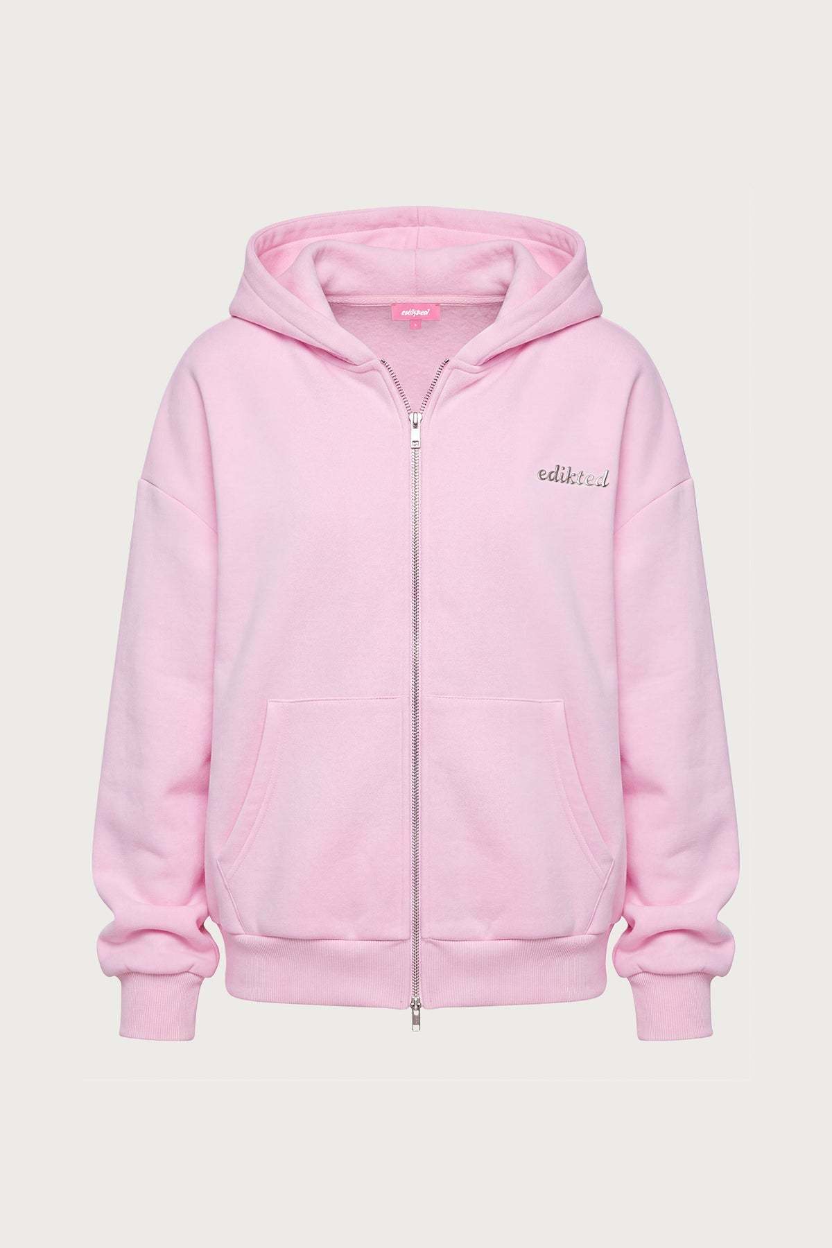 Edikted Diva Zip Up Hoodie - LIGHT-PINK