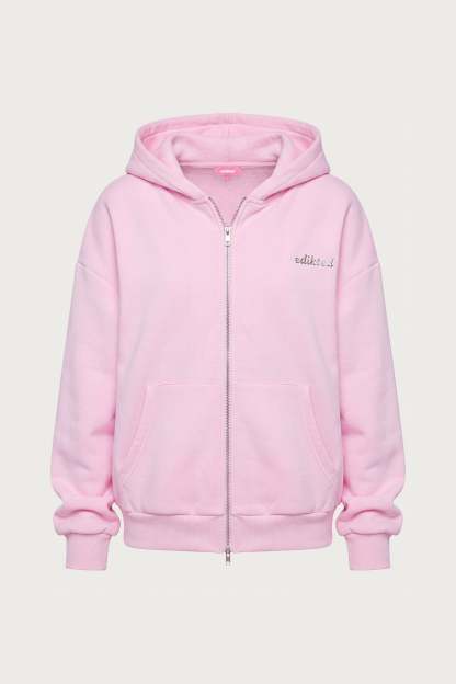 Edikted Diva Zip Up Hoodie - LIGHT-PINK