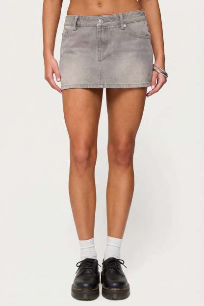 Chiara Denim Micro Skirt - GRAY-WASHED